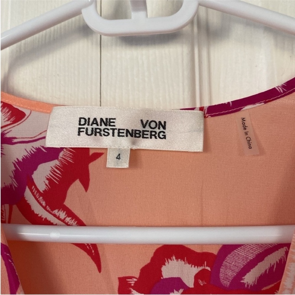 Diane Von Furstenberg Shirt 100% Silk Long Sleeve Blouse Top size 4 - Picture 6 of 14